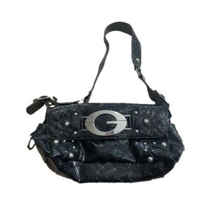 Guess Vintage Y2K Alligator Skin Black Shoulder Bag Purse